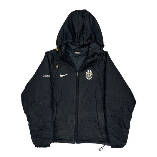 Vintage Juventus Nike Football Puffer - Small Black Polyester