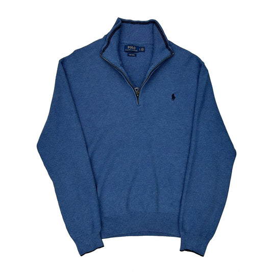 Polo By Ralph Lauren 1/4 Zip - Large Blue Cotton