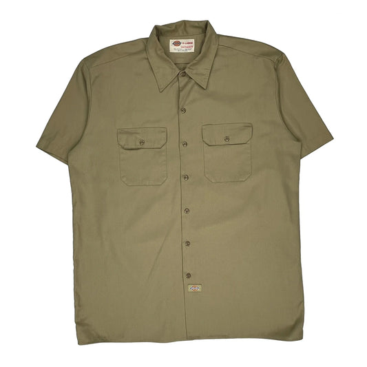 Dickies Short Sleeve Shirt - XL Khaki Polyester Blend