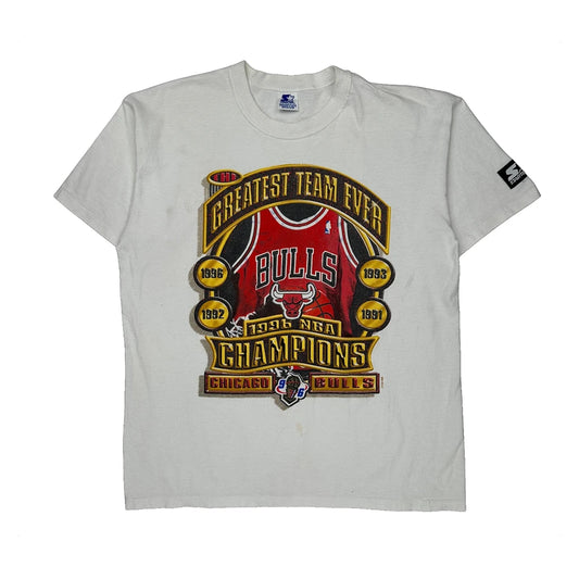 Chicago Bulls Starter Nba T-Shirt - Medium White Cotton