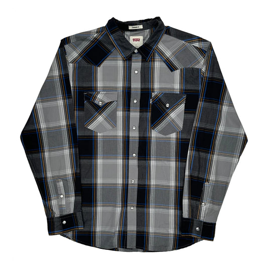 Levis Checked Shirt - Large Grey Cotton