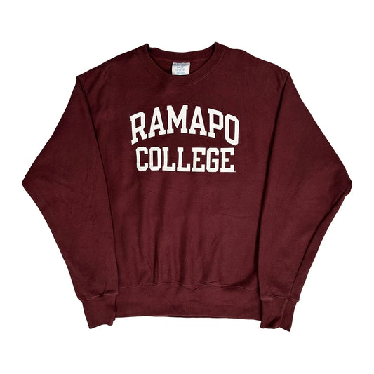 Reverse Weave Champion Ramapo College Sweatshirt - Large Burgundy Cotton