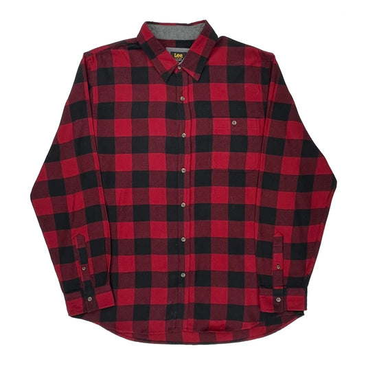 Vintage Lee Checked Flannel Shirt - XL Red Cotton