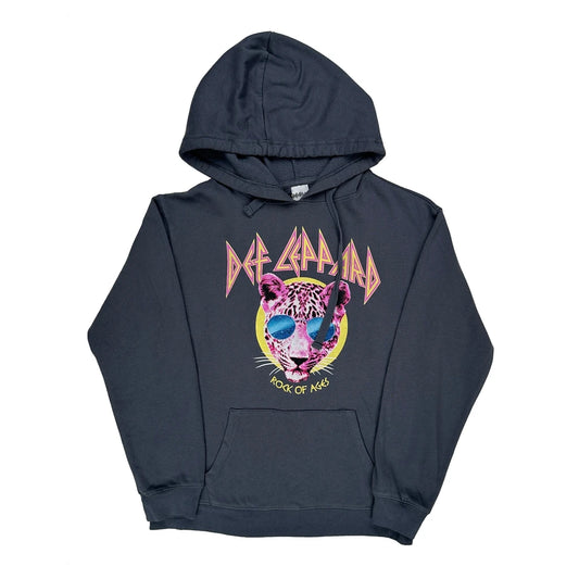 Vintage Rock Of Ages Def Leppard Band Hoodie - Medium Grey Cotton Blend