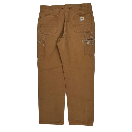 Durable Carhartt Double Knee Carpenter Trousers - 38W 32L Brown Cotton