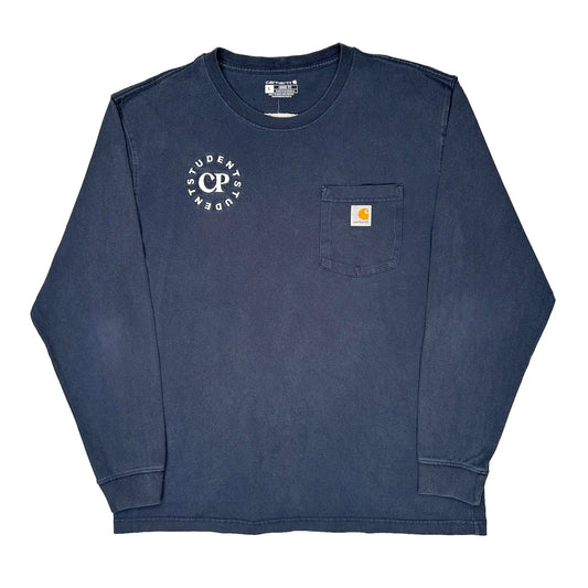 Carhartt Long Sleeve T-Shirt - Large Navy Cotton