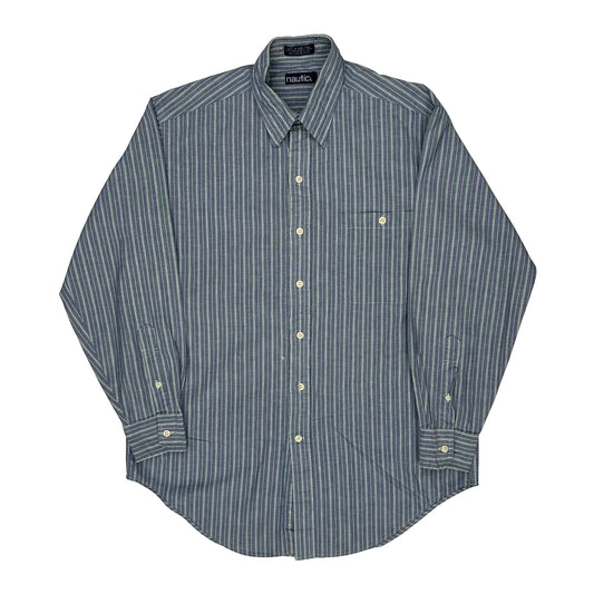 Nautica Striped Shirt - Medium Blue Cotton