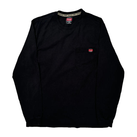 Wrangler Long Sleeve T-Shirt - Large Black Cotton