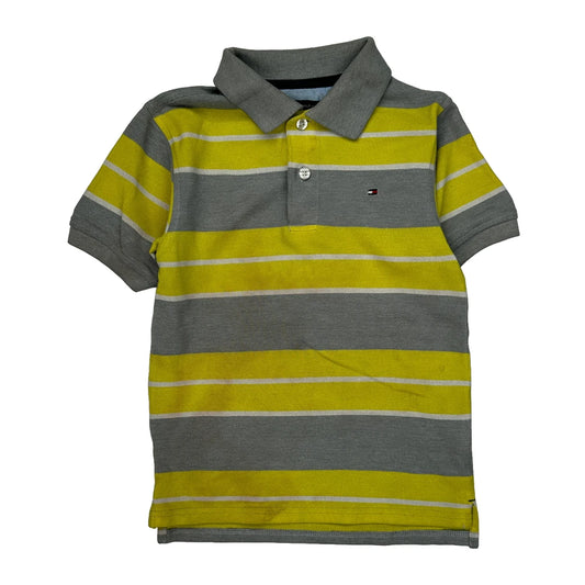 Age 7 Tommy Hilfiger Striped Polo Shirt - Small Gray Cotton