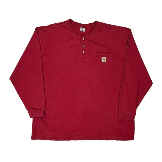 Carhartt Long Sleeve T-Shirt - 2XL Red Cotton