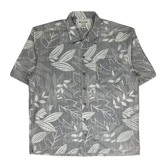 Columbia Floral Hawaiian Shirt - Large Grey Cotton