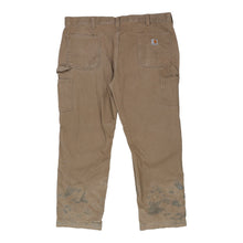  Heavily Worn Carhartt Carpenter Trousers - 43W 30L Beige Cotton - Thrifted.com
