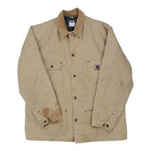  Heavily Worn Carhartt Tall Jacket - XL Beige Cotton - Thrifted.com