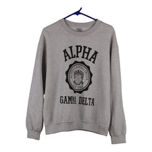  Alpha Gamma Delta Gildan Sweatshirt - Medium Grey Cotton Blend - Thrifted.com