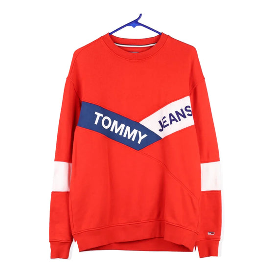 Vintage red Tommy Jeans Sweatshirt - mens x-small