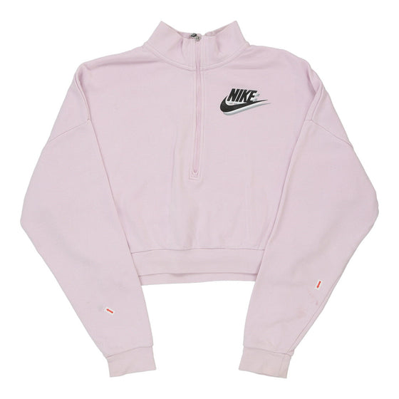 Nike Cropped Zip Up - Small Pink Cotton Blend - Thrifted.com
