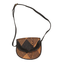  Vintage brown Leather & Rattan Crossbody Bag - womens no size