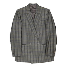  Maxim'S De Paris Checked Blazer - Large Grey Silk - Thrifted.com