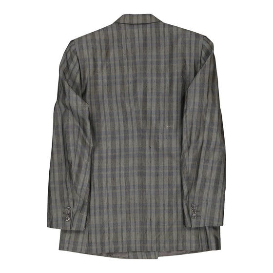 Maxim'S De Paris Checked Blazer - Large Grey Silk - Thrifted.com