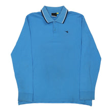  Diadora Long Sleeve Polo Shirt - XL Blue Cotton - Thrifted.com