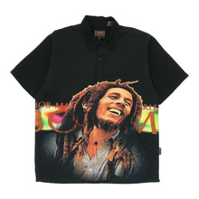  Bob Marley Dragonfly Band Short Sleeve Shirt - Medium Black Polyester - Thrifted.com