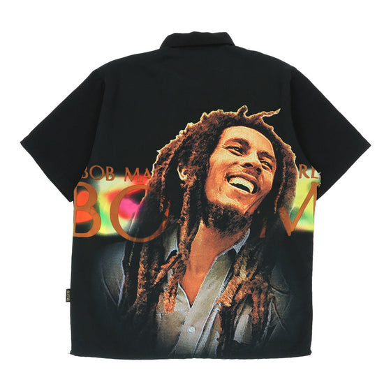 Bob Marley Dragonfly Band Short Sleeve Shirt - Medium Black Polyester - Thrifted.com