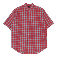 Nautica Checked Short Sleeve Shirt - Large Red Cotton - Thrifted.com