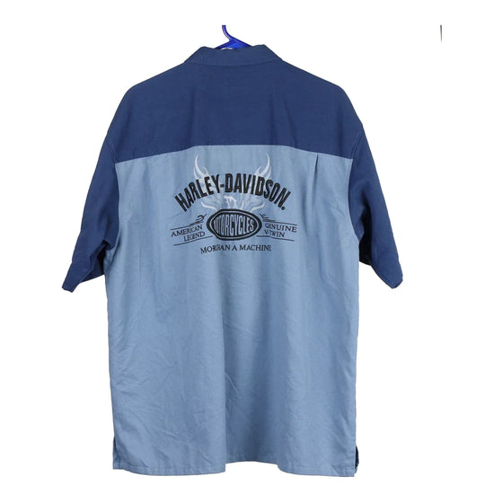 Vintage blue Harley Davidson Short Sleeve Shirt - mens xx-large