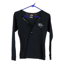  Vintage black Chariton, Iowa Harley Davidson Long Sleeve T-Shirt - womens medium