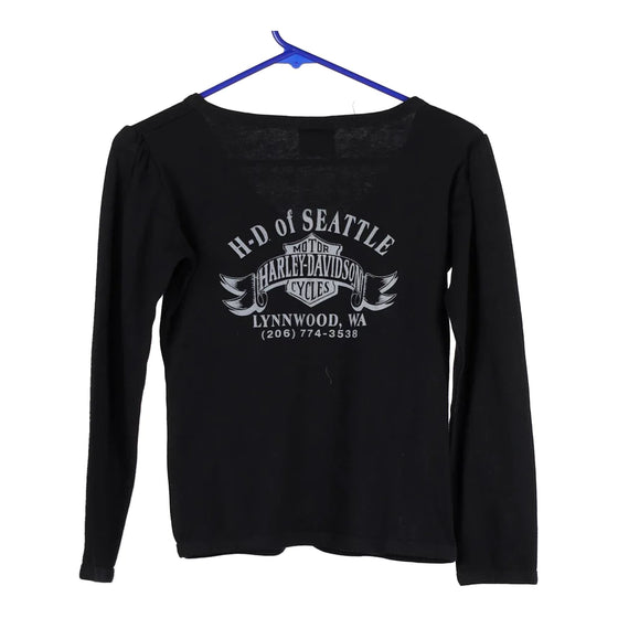 Vintage black Lynnwood, Washington Harley Davidson Long Sleeve T-Shirt - womens small