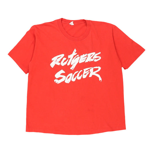 Vintage red Single Stitch 1980s Rutgers Soccer.  Adidas T-Shirt - mens large
