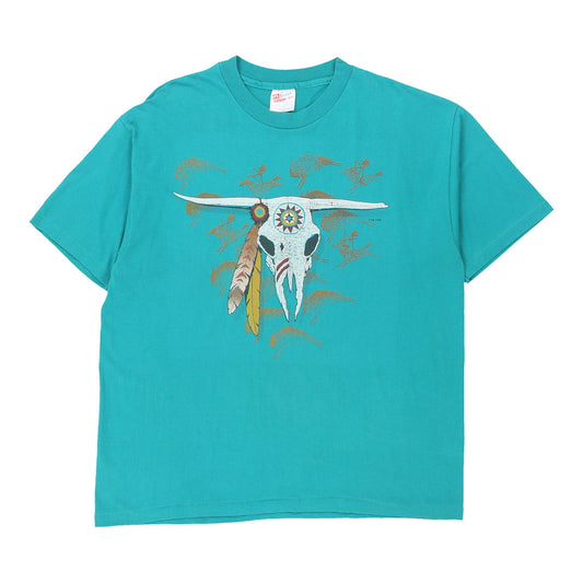 Vintage blue Single Stitch  Hanes T-Shirt - mens x-large