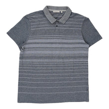  Calvin Klein Striped Polo Shirt - Large Grey Cotton - Thrifted.com
