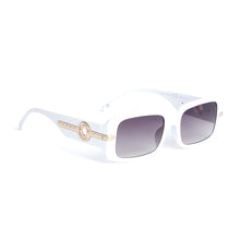  Retro Mid Square Sunglasses with Gold Detailing in White Sunglasses Unbranded   