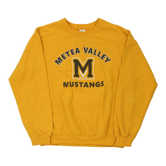 Vintage yellow Metea Valley Mustangs Gildan Sweatshirt - mens medium