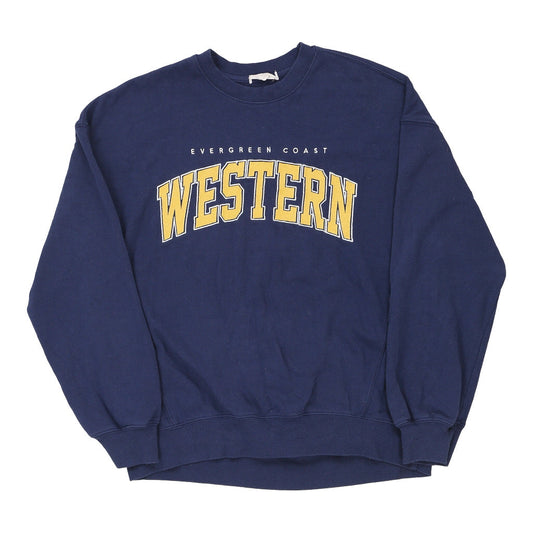 Vintage navy Western Garage Sweatshirt - mens x-small
