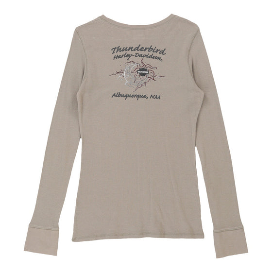 Vintage beige Albuquerque, NM Harley Davidson Long Sleeve T-Shirt - womens small