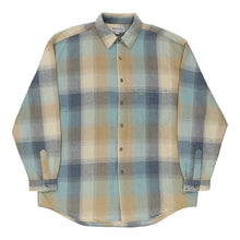  Guess Checked Shirt - Large Blue Linen Blend - Thrifted.com