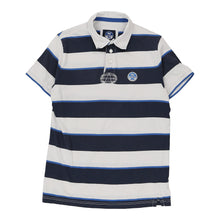  Nautica Striped Polo Shirt - Medium Blue Cotton - Thrifted.com
