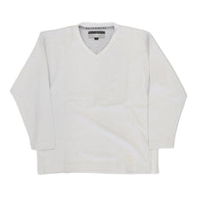  Belfe V-neck Sweatshirt - Medium White Cotton Blend - Thrifted.com