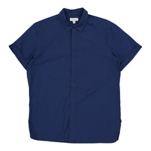  Calvin Klein Short Sleeve Shirt - Medium Blue Cotton - Thrifted.com