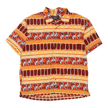  Beverly Hills Polo Club Patterned Shirt - Large Orange Polyester patterned shirt Beverly Hills Polo Club   