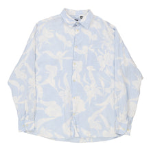  Saks Fifth Avenue Hawaiian Shirt - Large Blue Linen hawaiian shirt Saks Fifth Avenue   