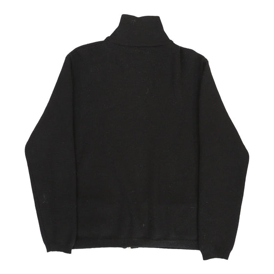 Cotton Belt Zip Up - Small Black Wool - Thrifted.com