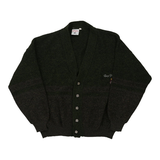 Vintage Game Over Cardigan - Medium Green Wool Blend