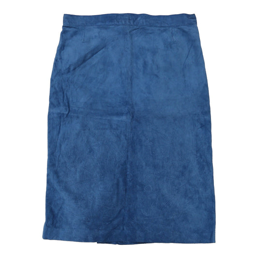 Vintage Unbranded Midi Skirt - 33W UK 14 Blue Suede