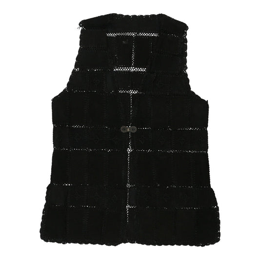 Vintage Unbranded Waistcoat - Large Black Suede