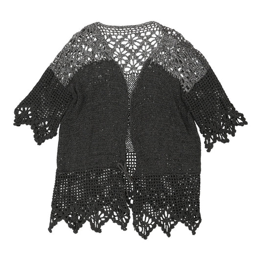 Vintage Unbranded Crochet Top - Large Black Cotton