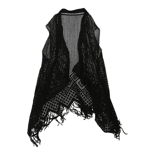 Vintage Unbranded Crochet Top - Large Black Cotton