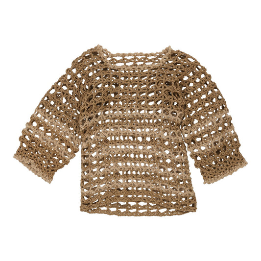 Vintage Unbranded Crochet Top - Small Brown Cotton